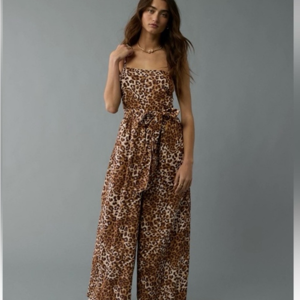 American Eagle Outfitters Brown Leopard Jumpsuit